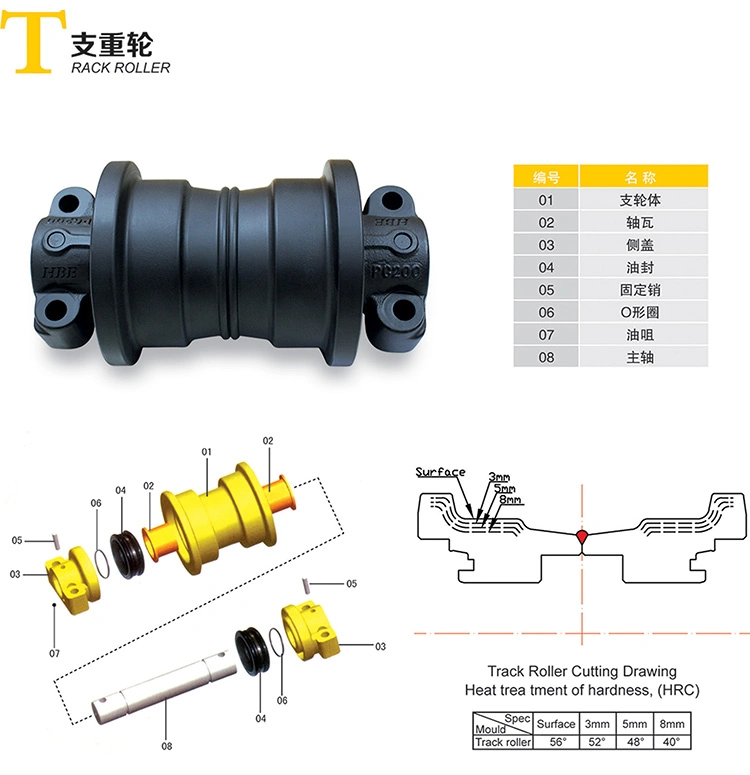 Undercarriage Parts Track Roller PC200-5 PC200-6 PC200-7 PC200-8 for Komatsu Excavator Bottom Low Roller
